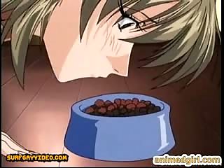 Bondage hentai with muzzle dildoed