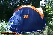 threesome in a tent
