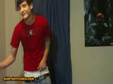 Cute boy show off his big dick at SurfGayVideo.com